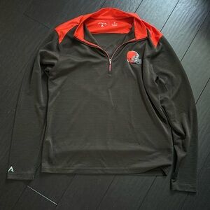 Antigua Men's Cleveland Browns half zip brown and orange pullover size M EUC